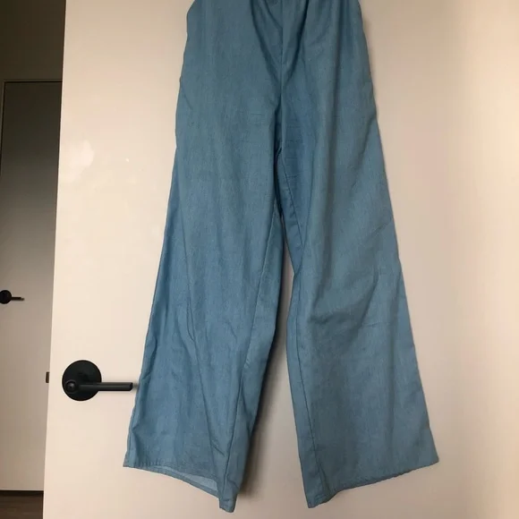 Chambray-style Strapless Jumpsuit - Picture 2 of 4